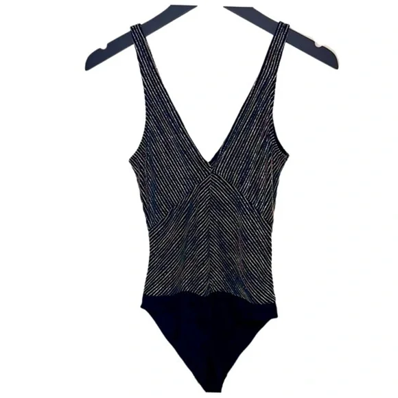 Zara Sparkly Glitter Multicolor Stripe Bodysuit - Picture 1 of 3